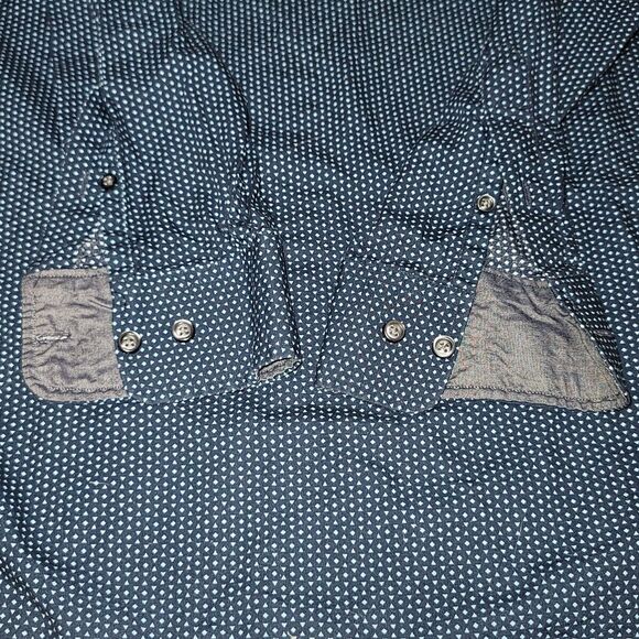 Beverly Hills Polo Club Button Up Shirt Mens XL Blue Pattern Long Sleeve - Picture 5 of 15